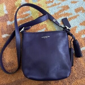 Coach Marine Purple Leather Mini Duffle Crossbody